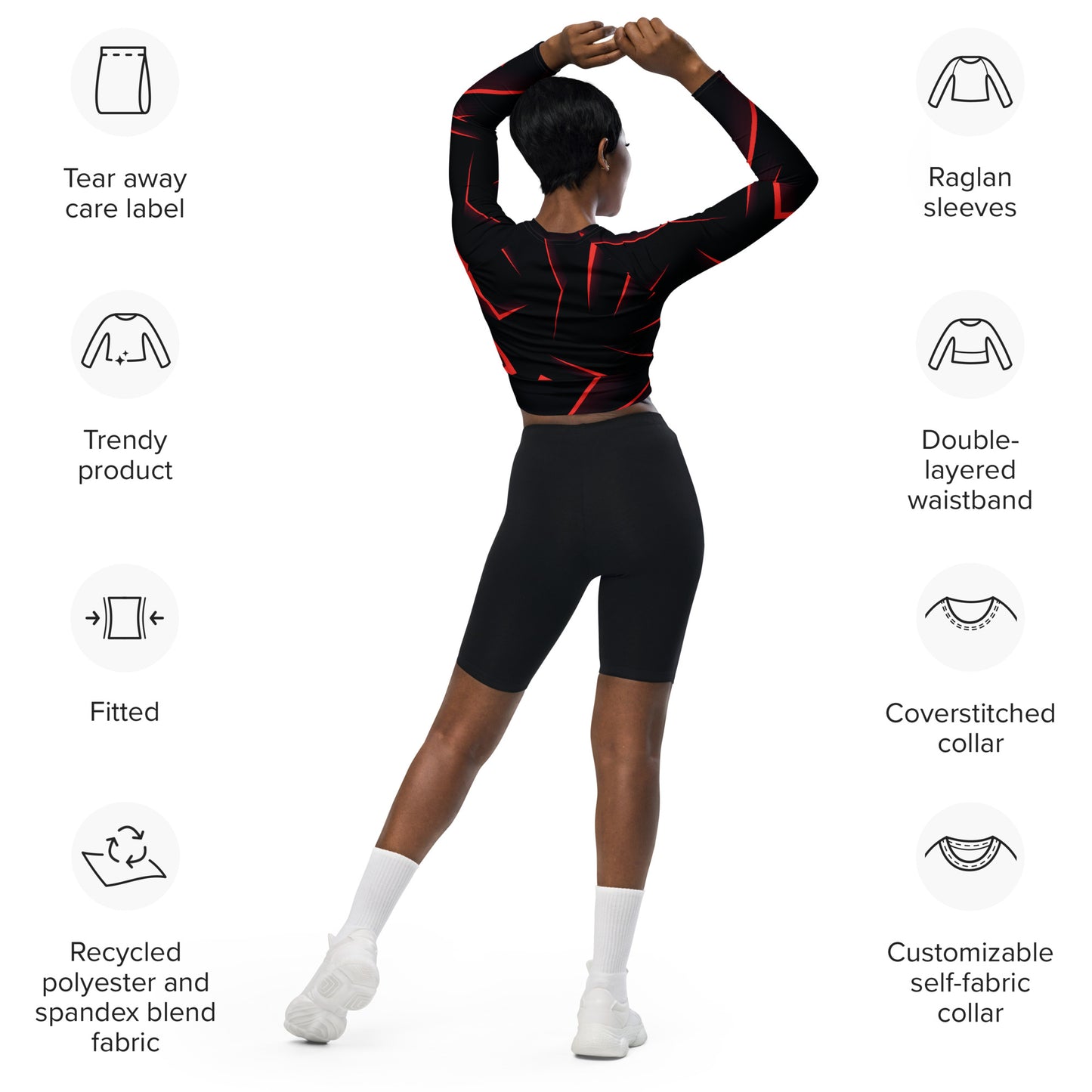Langarm Crop Top "Black"