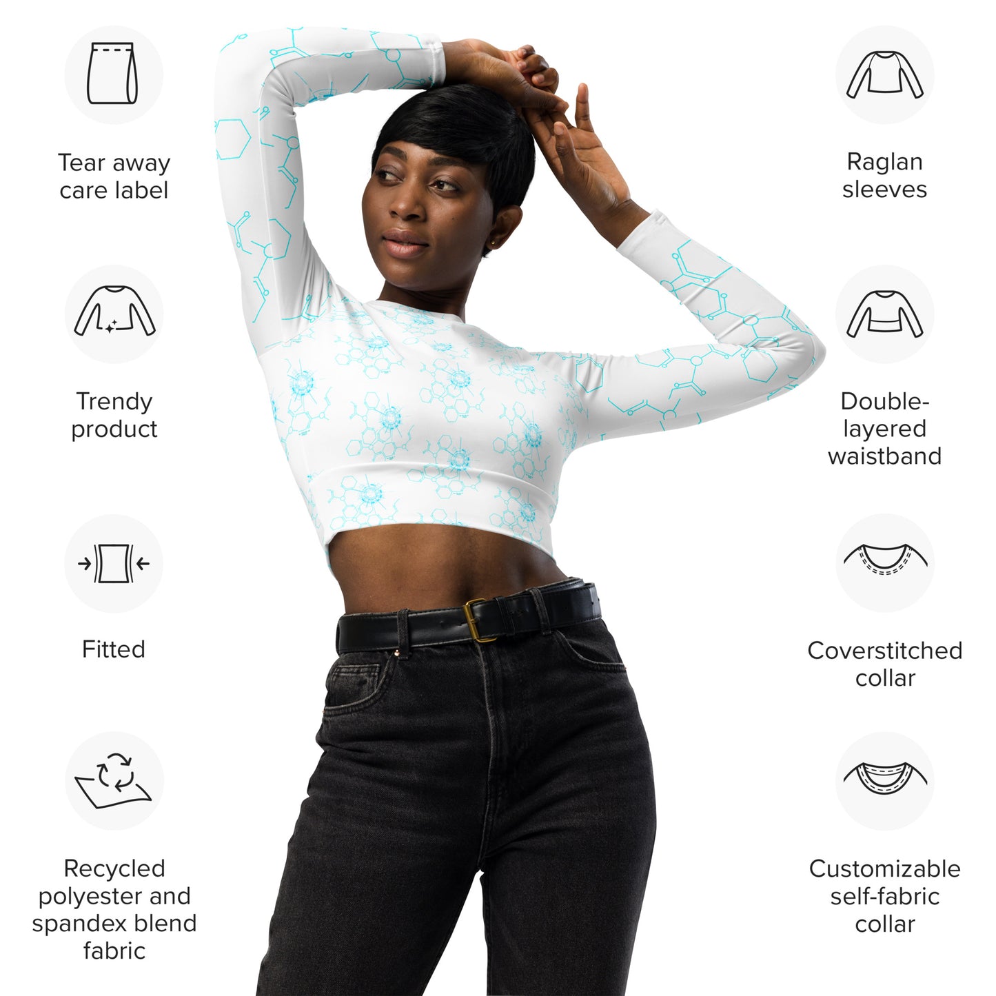 Langarm Shirt Crop Top "Space"