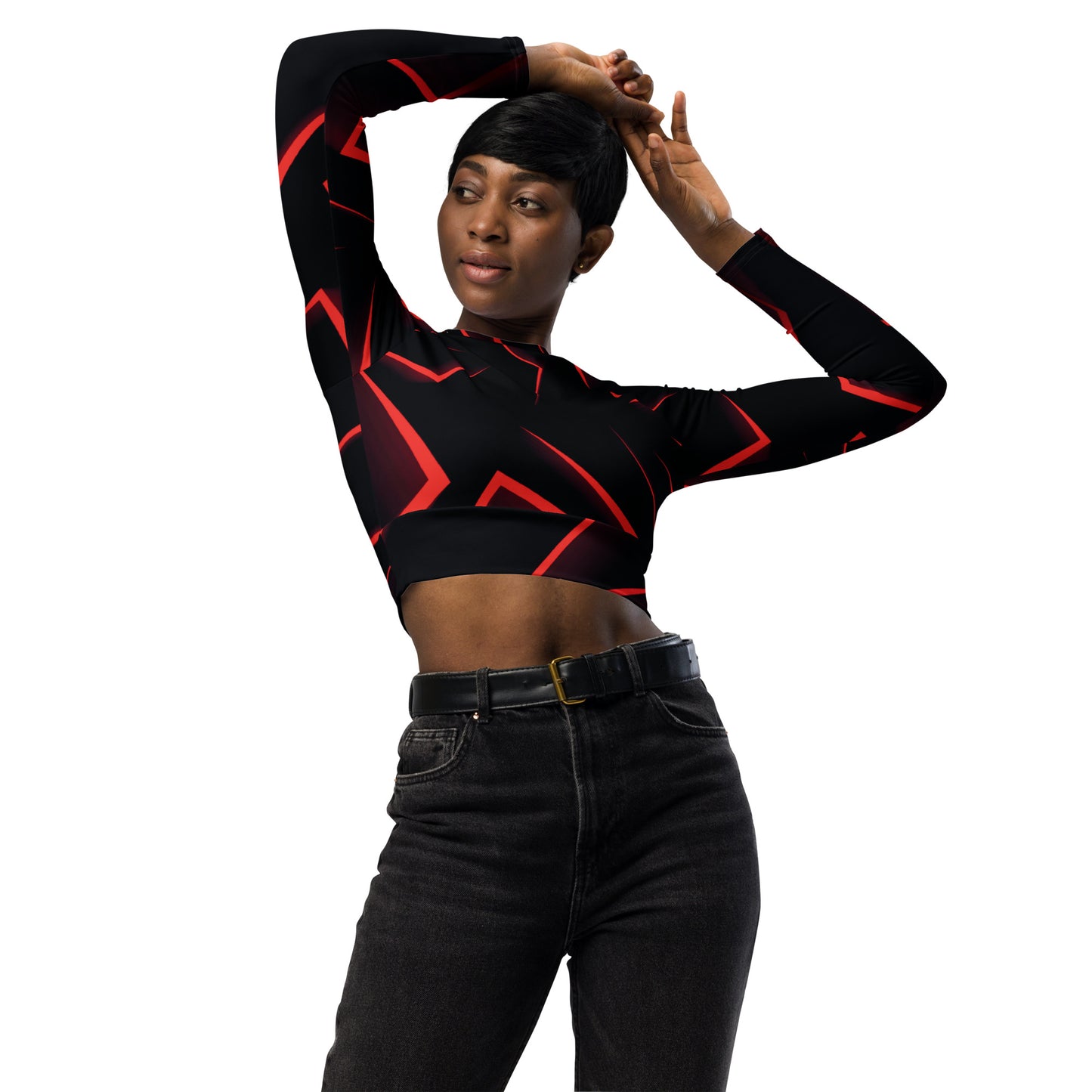 Langarm Crop Top "Black"