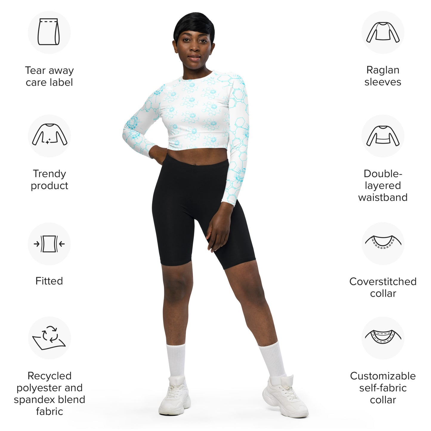 Langarm Shirt Crop Top "Space"