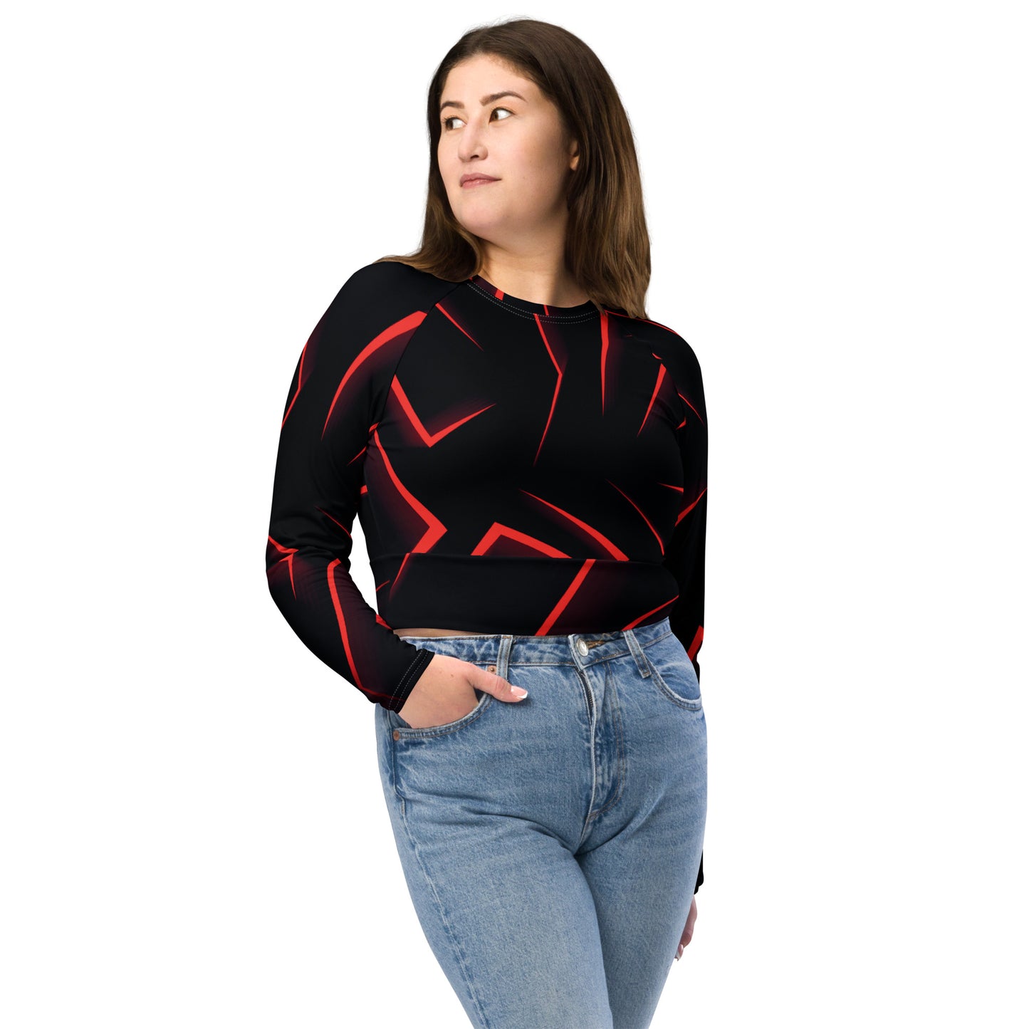 Langarm Crop Top "Black"