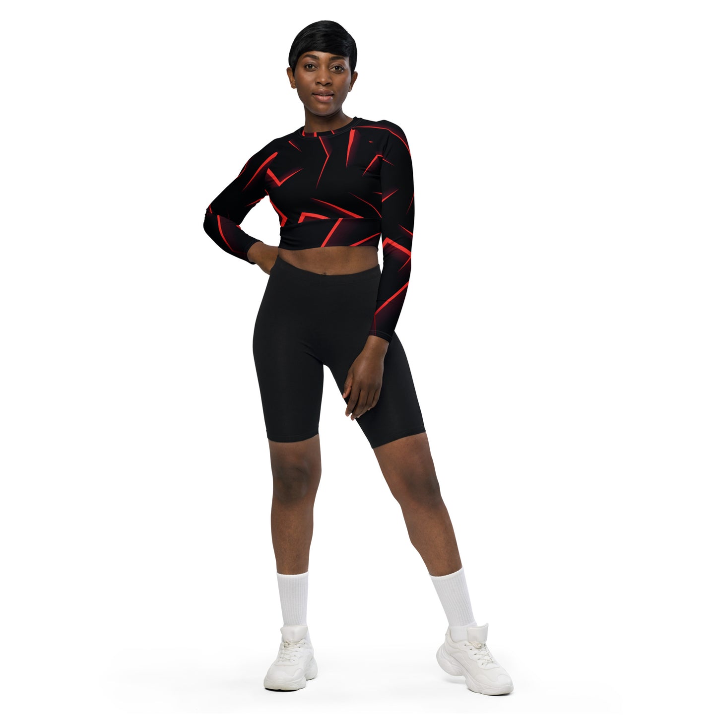Langarm Crop Top "Black"