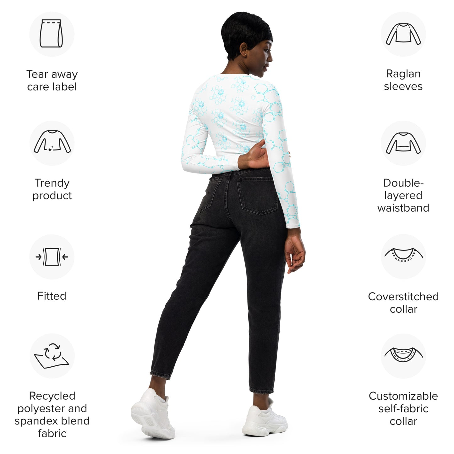 Langarm Shirt Crop Top "Space"