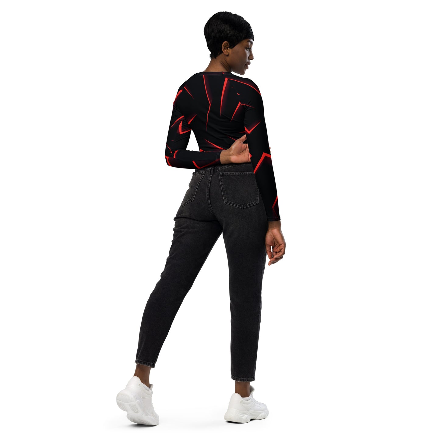 Langarm Crop Top "Black"
